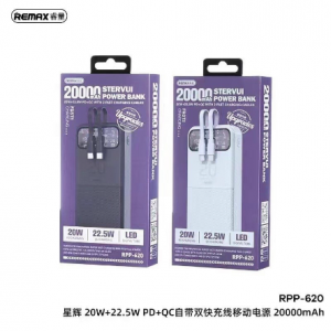 Sạc dự phòng Remax RPP-620 20.000mAh sạc nhanh PD 22.5W, QC3.0
